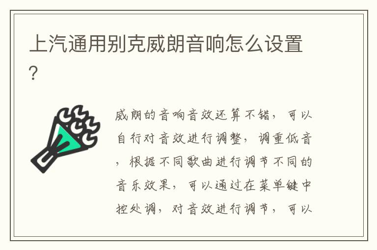 上汽通用别克威朗音响怎么设置 上汽通用别克威朗音响怎么设置