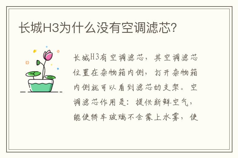 长城H3为什么没有空调滤芯 长城H3为什么没有空调滤芯