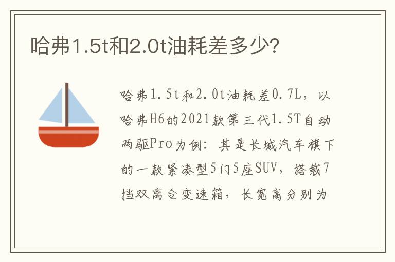 哈弗1.5t和2.0t油耗差多少 哈弗1.5t和2.0t油耗差多少