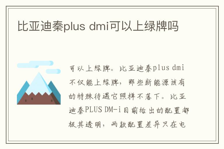 dmi可以上绿牌吗 比亚迪秦plus