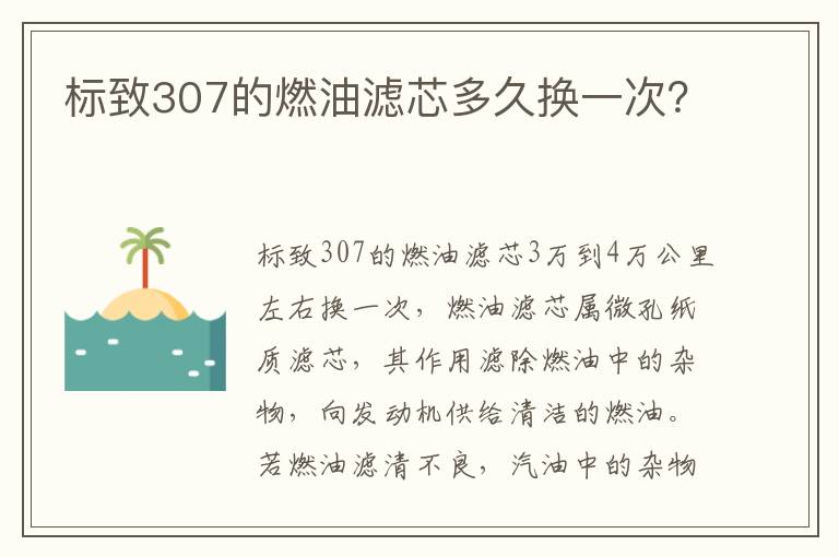 标致307的燃油滤芯多久换一次 标致307的燃油滤芯多久换一次