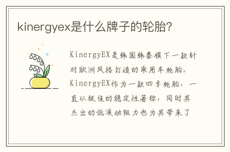 kinergyex是什么牌子的轮胎 kinergyex是什么牌子的轮胎