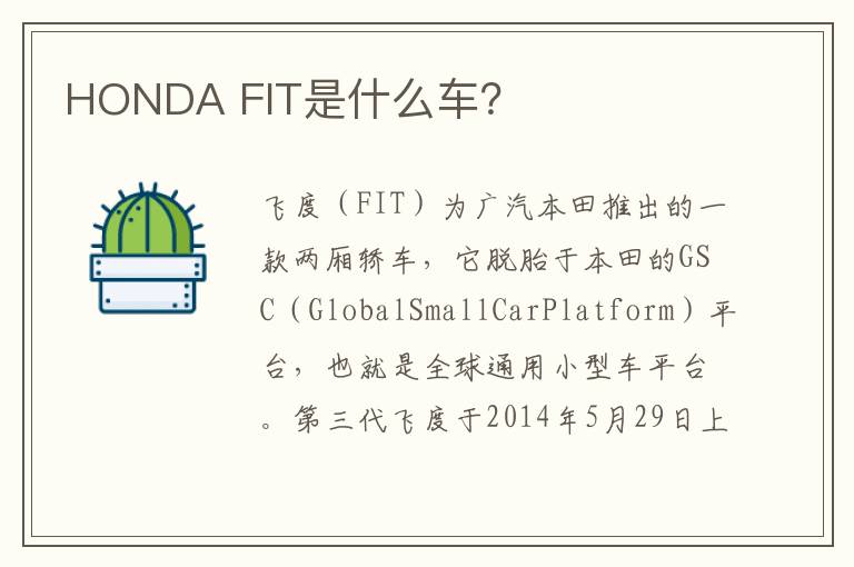 FIT是什么车 HONDA