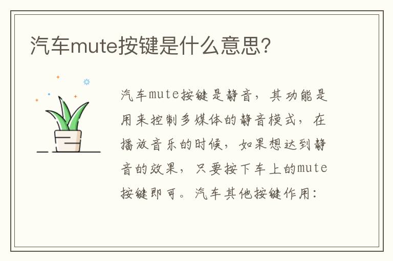 汽车mute按键是什么意思 汽车mute按键是什么意思