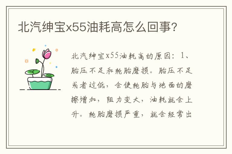 北汽绅宝x55油耗高怎么回事 北汽绅宝x55油耗高怎么回事