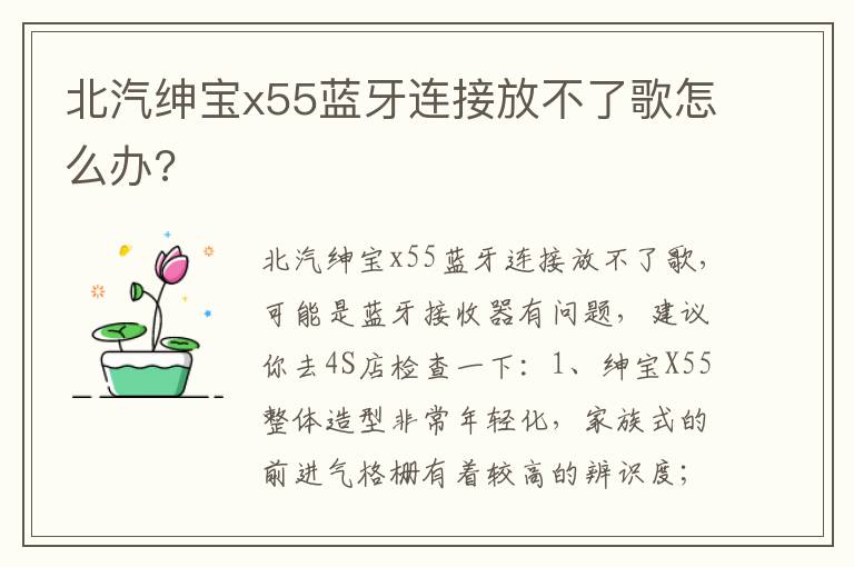 北汽绅宝x55蓝牙连接放不了歌怎么办 北汽绅宝x55蓝牙连接放不了歌怎么办