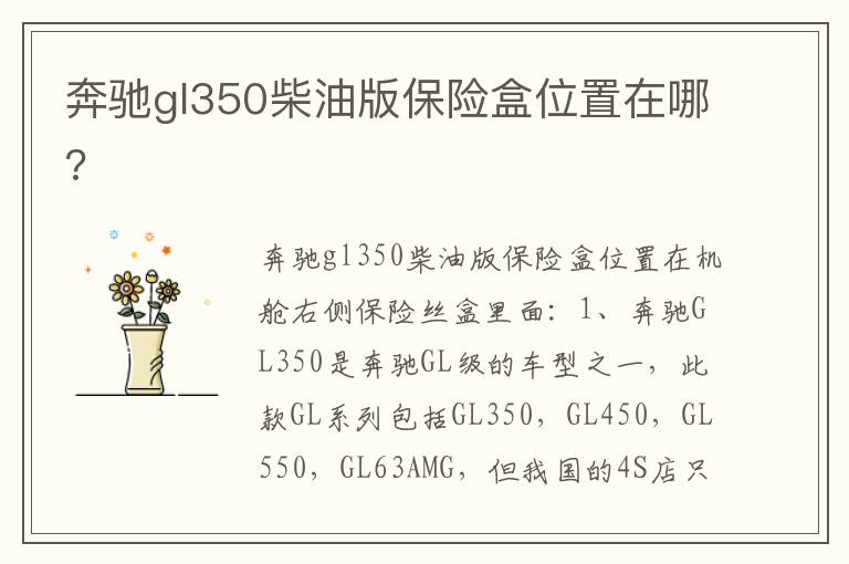 奔驰gl350柴油版保险盒位置在哪 奔驰gl350柴油版保险盒位置在哪