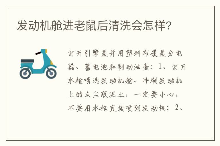 发动机舱进老鼠后清洗会怎样 发动机舱进老鼠后清洗会怎样