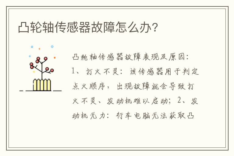 凸轮轴传感器故障怎么办 凸轮轴传感器故障怎么办