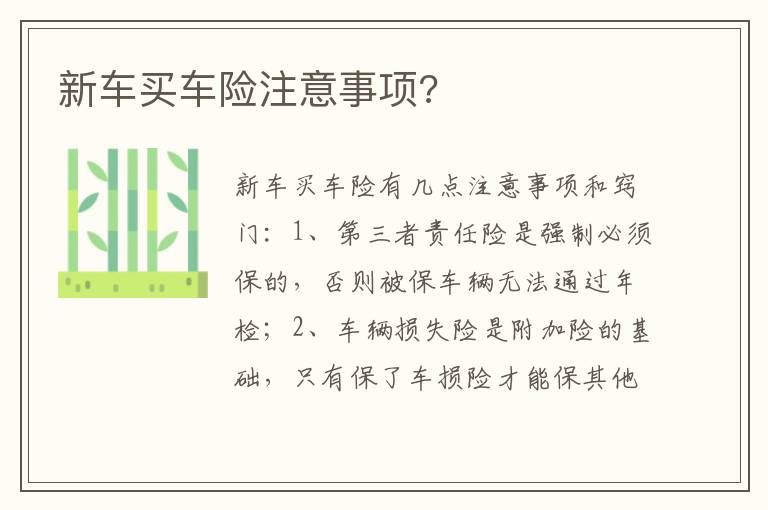 新车买车险注意事项 新车买车险注意事项