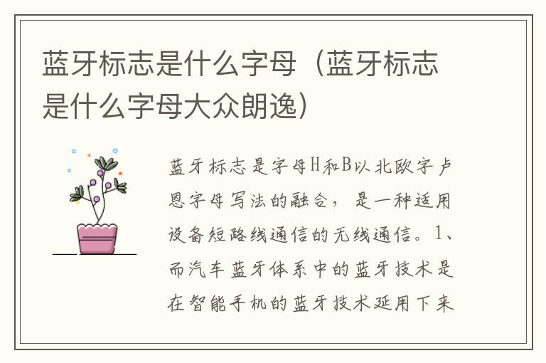 蓝牙标志是什么字母大众朗逸 蓝牙标志是什么字母