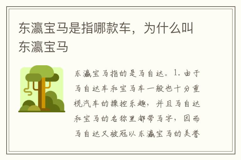 为什么叫东瀛宝马 东瀛宝马是指哪款车