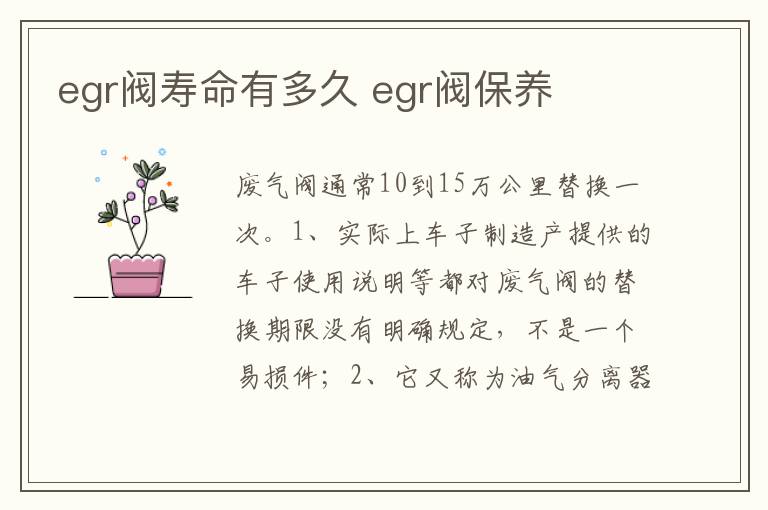 egr阀保养 egr阀寿命有多久
