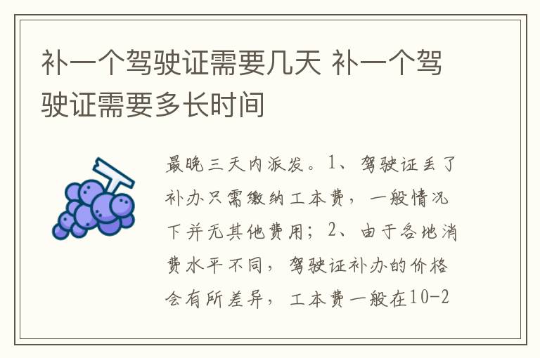 补一个驾驶证需要多长时间 补一个驾驶证需要几天