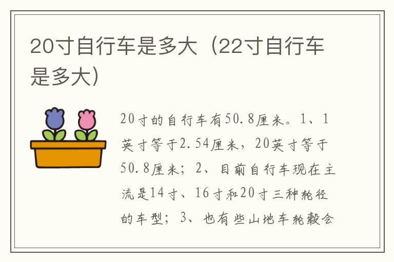 22寸自行车是多大 20寸自行车是多大