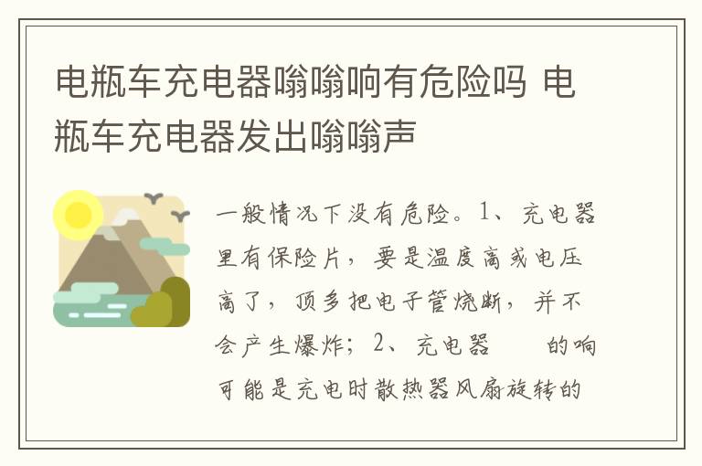 电瓶车充电器发出嗡嗡声 电瓶车充电器嗡嗡响有危险吗