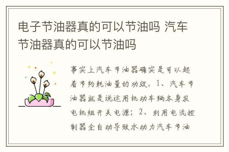 汽车节油器真的可以节油吗 电子节油器真的可以节油吗