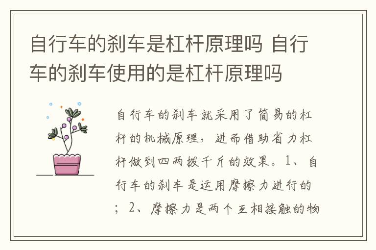 自行车的刹车使用的是杠杆原理吗 自行车的刹车是杠杆原理吗