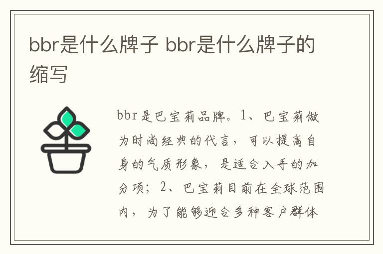 bbr是什么牌子的缩写 bbr是什么牌子