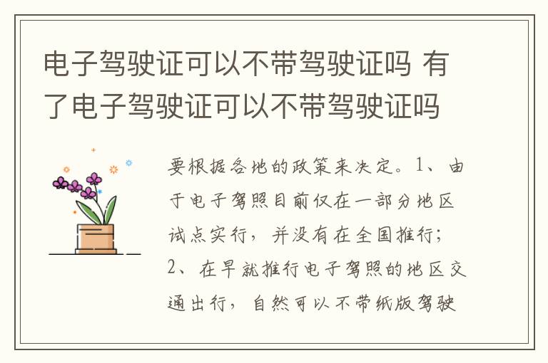 有了电子驾驶证可以不带驾驶证吗 电子驾驶证可以不带驾驶证吗