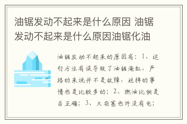 油锯发动不起来是什么原因油锯化油器怎样调节 油锯发动不起来是什么原因