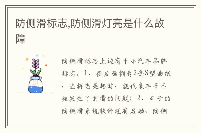 防侧滑灯亮是什么故障 防侧滑标志