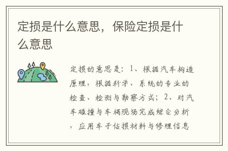 保险定损是什么意思 定损是什么意思