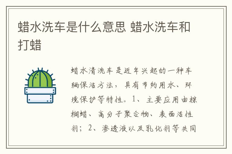 蜡水洗车和打蜡 蜡水洗车是什么意思