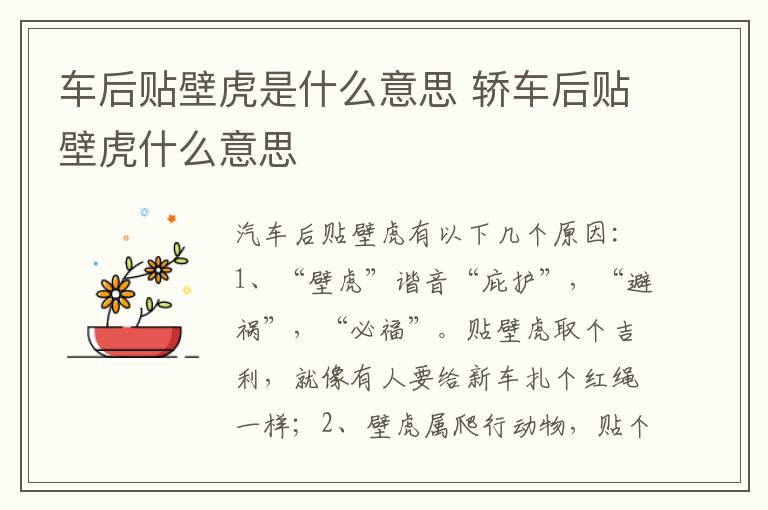 轿车后贴壁虎什么意思 车后贴壁虎是什么意思