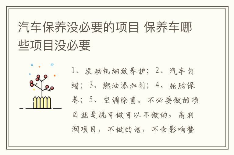 保养车哪些项目没必要 汽车保养没必要的项目