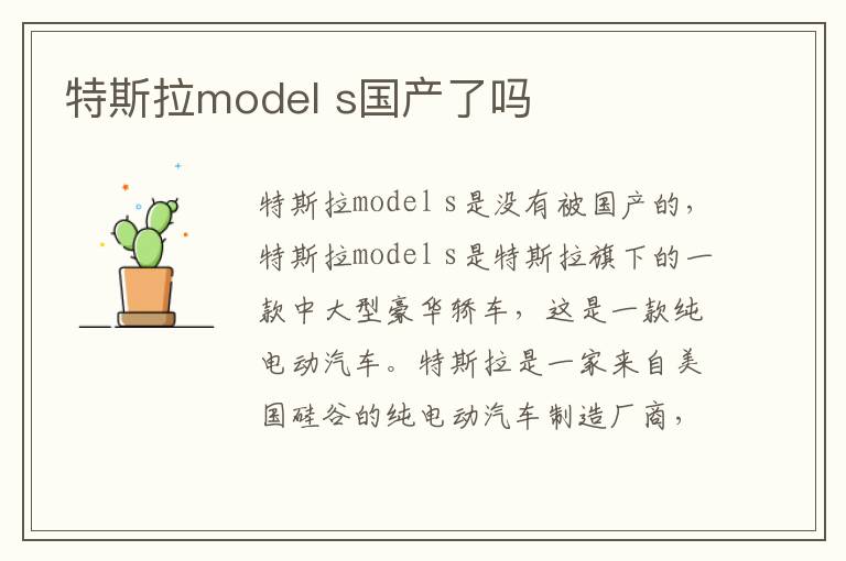 s国产了吗 特斯拉model