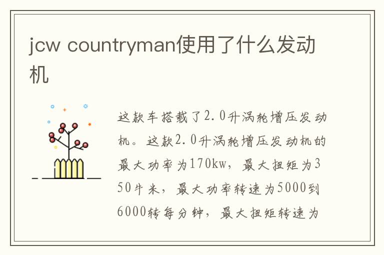 countryman使用了什么发动机 jcw