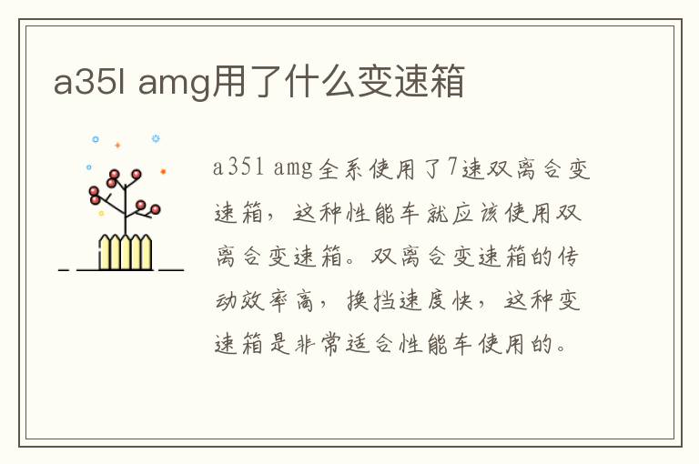 amg用了什么变速箱 a35l