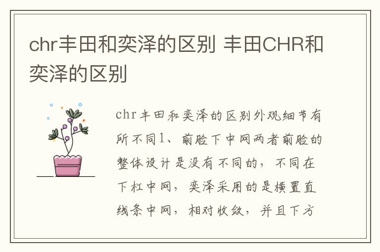丰田CHR和奕泽的区别 chr丰田和奕泽的区别