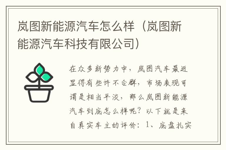 岚图新能源汽车科技有限公司 岚图新能源汽车怎么样