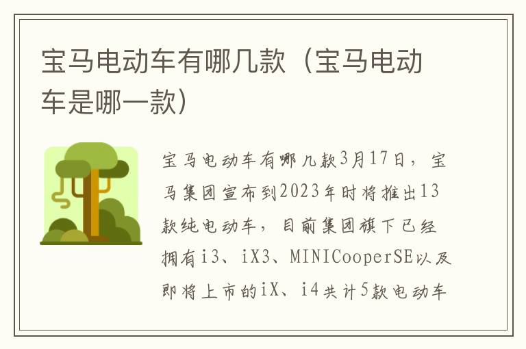 宝马电动车是哪一款 宝马电动车有哪几款