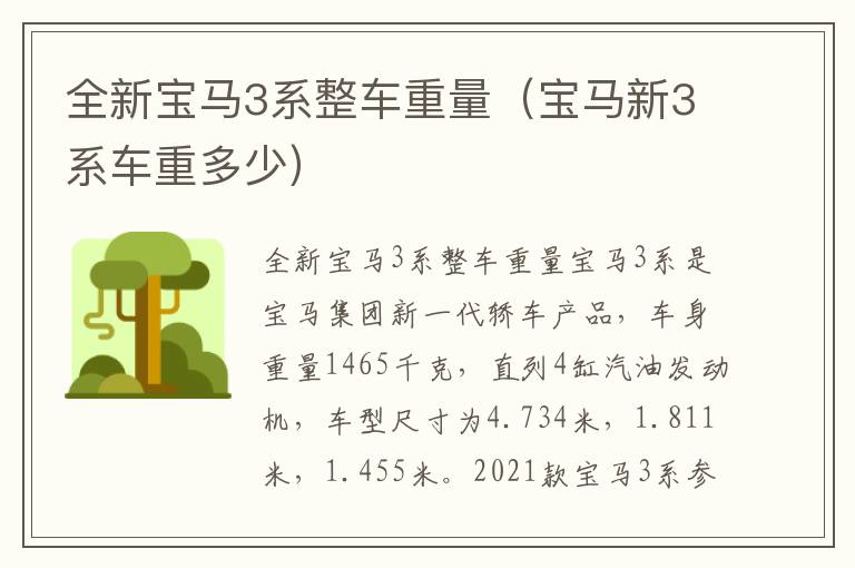 宝马新3系车重多少 全新宝马3系整车重量
