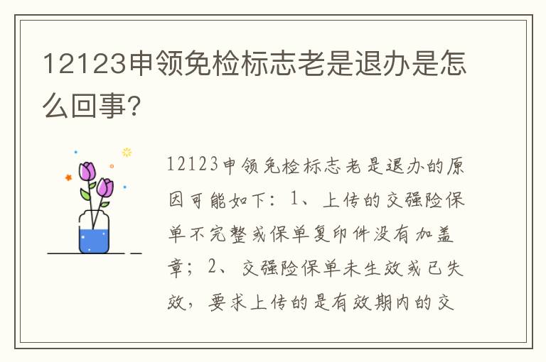 12123申领免检标志老是退办是怎么回事 12123申领免检标志老是退办是怎么回事