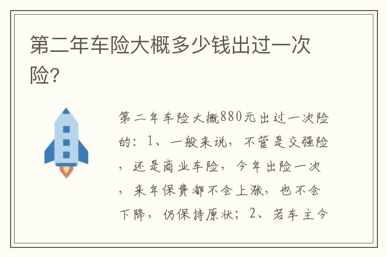 第二年车险大概多少钱出过一次险 第二年车险大概多少钱出过一次险