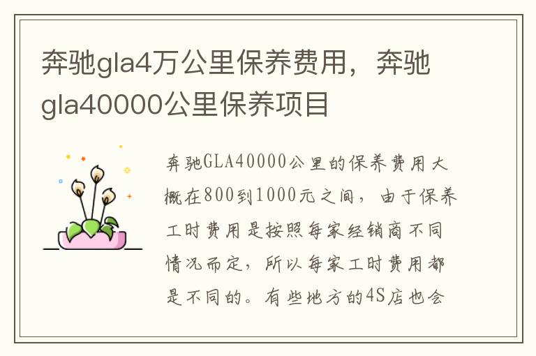 奔驰gla40000公里保养项目 奔驰gla4万公里保养费用