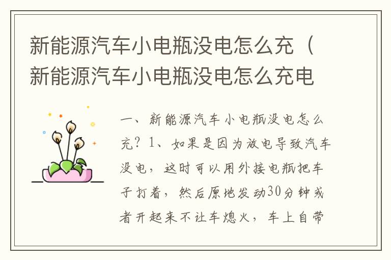 新能源汽车小电瓶没电怎么充电好 新能源汽车小电瓶没电怎么充