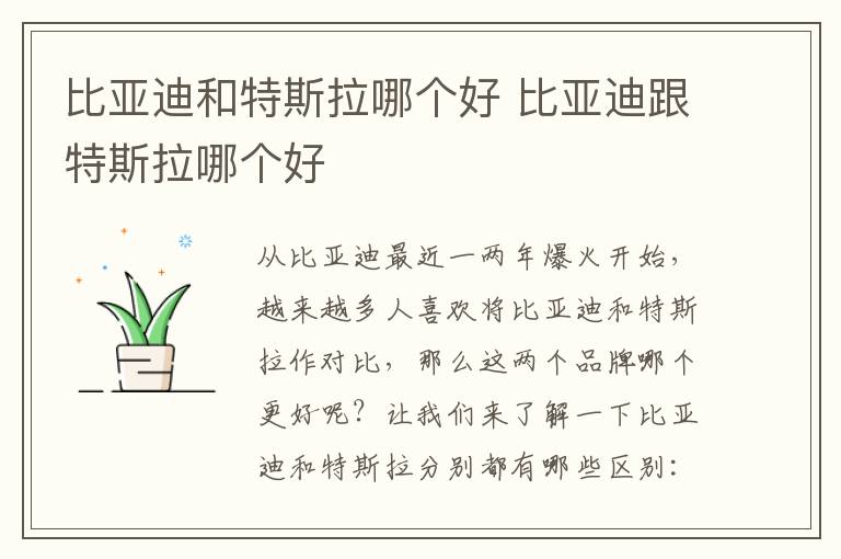 比亚迪跟特斯拉哪个好 比亚迪和特斯拉哪个好