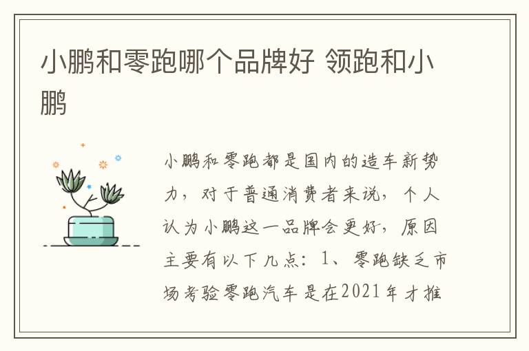 领跑和小鹏 小鹏和零跑哪个品牌好
