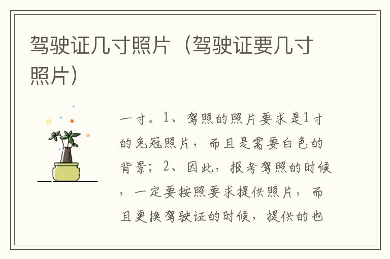 驾驶证要几寸照片 驾驶证几寸照片