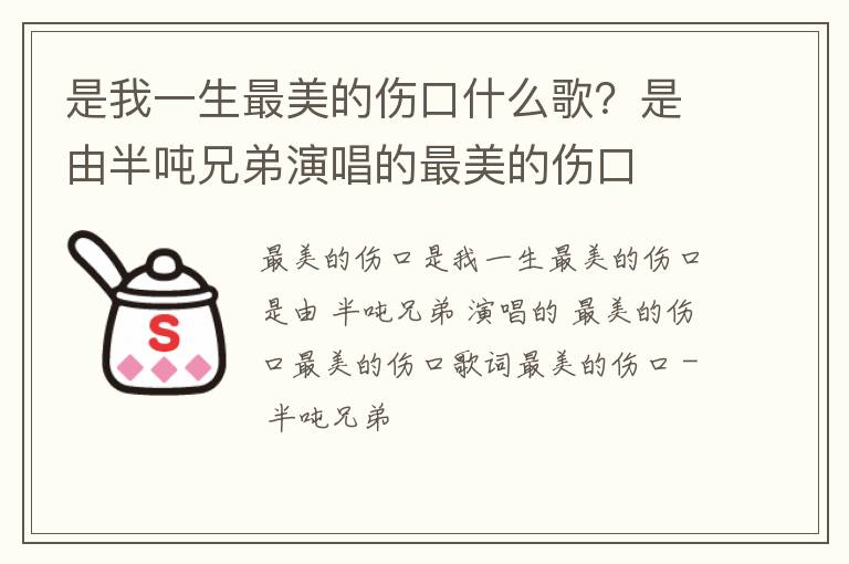 是由半吨兄弟演唱的最美的伤口 是我一生最美的伤口什么歌
