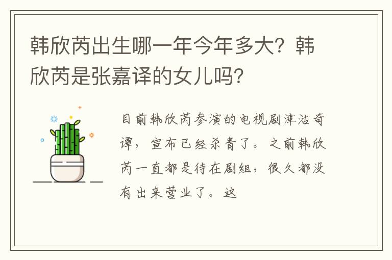 韩欣芮是张嘉译的女儿吗 韩欣芮出生哪一年今年多大