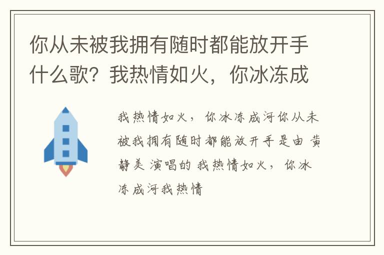 我热情如火 你冰冻成河歌词 你从未被我拥有随时都能放开手什么歌