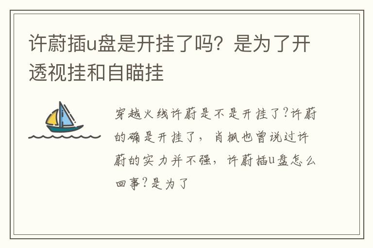 是为了开透视挂和自瞄挂 许蔚插u盘是开挂了吗