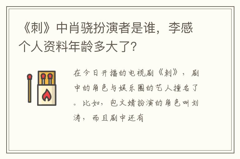李感个人资料年龄多大了 《刺》中肖骁扮演者是谁