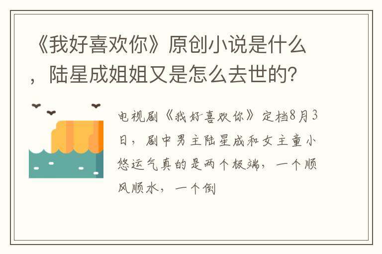 陆星成姐姐又是怎么去世的 《我好喜欢你》原创小说是什么